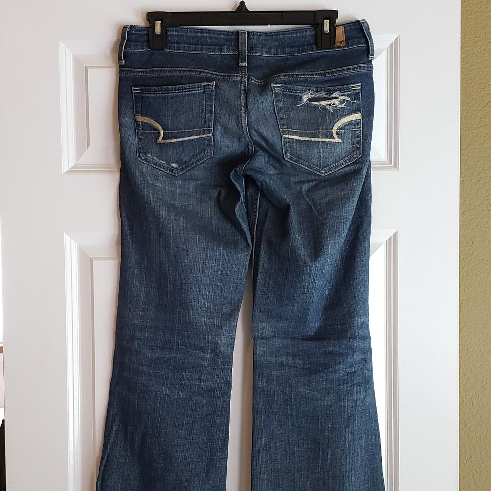 American Eagle (AE) Distress Stretch Hipster Bootcut Jeans - Picture 3 of 7